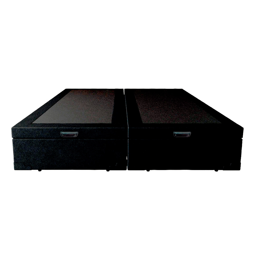 Cama Box Queen Martin Premium Revestimento Sintético Preto com Colchão Guldi Massageador Quântico Molas Ensacadas (30x158x198) Branco e Bege