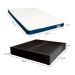 Cama Box Queen Martin Premium Suede Preto com Colchão Guldi Duplo Plus D28 (16x158x198) Branco e Azul