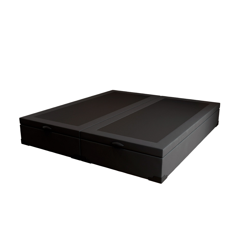 Cama Box Queen Martin Premium Suede Preto com Colchão Guldi Duplo Plus D28 (16x158x198) Branco e Azul