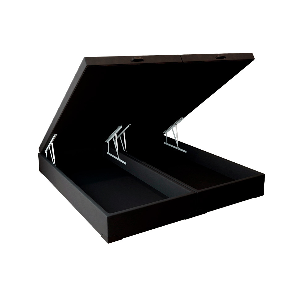Cama Box Queen Martin Premium Suede Preto com Colchão Guldi Duplo Plus D28 (16x158x198) Branco e Azul