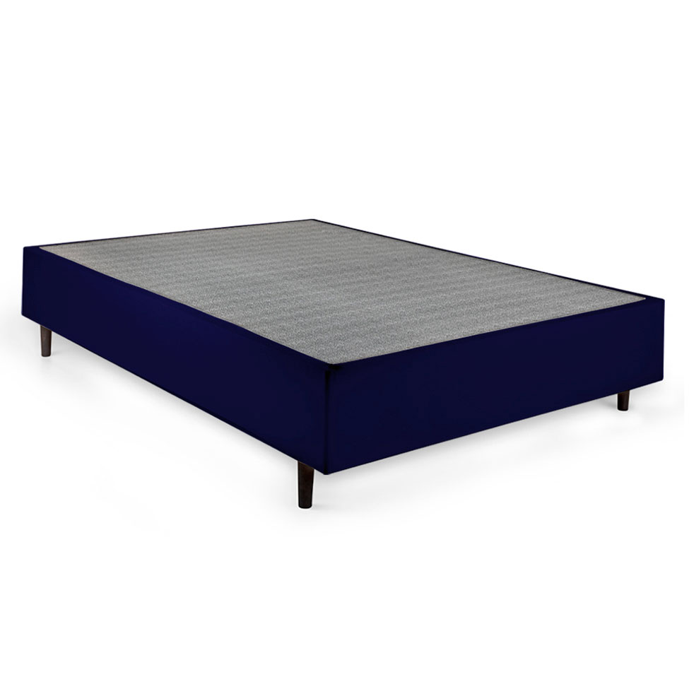 Cama Box Queen com Colchão Guldi Duplo Espuma D28 Azul e Branco