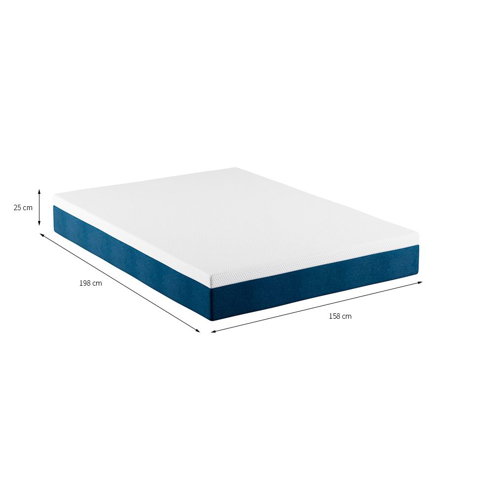 Cama Box Queen com Colchão Mola Ensacada Firme Guldi Natural e Azul
