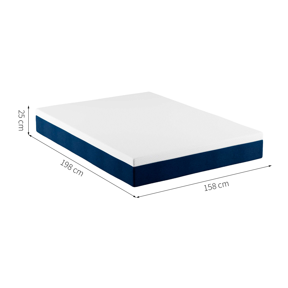 Cama Box Queen com Colchão Mola Ensacada Guldi Firme Branco e Azul