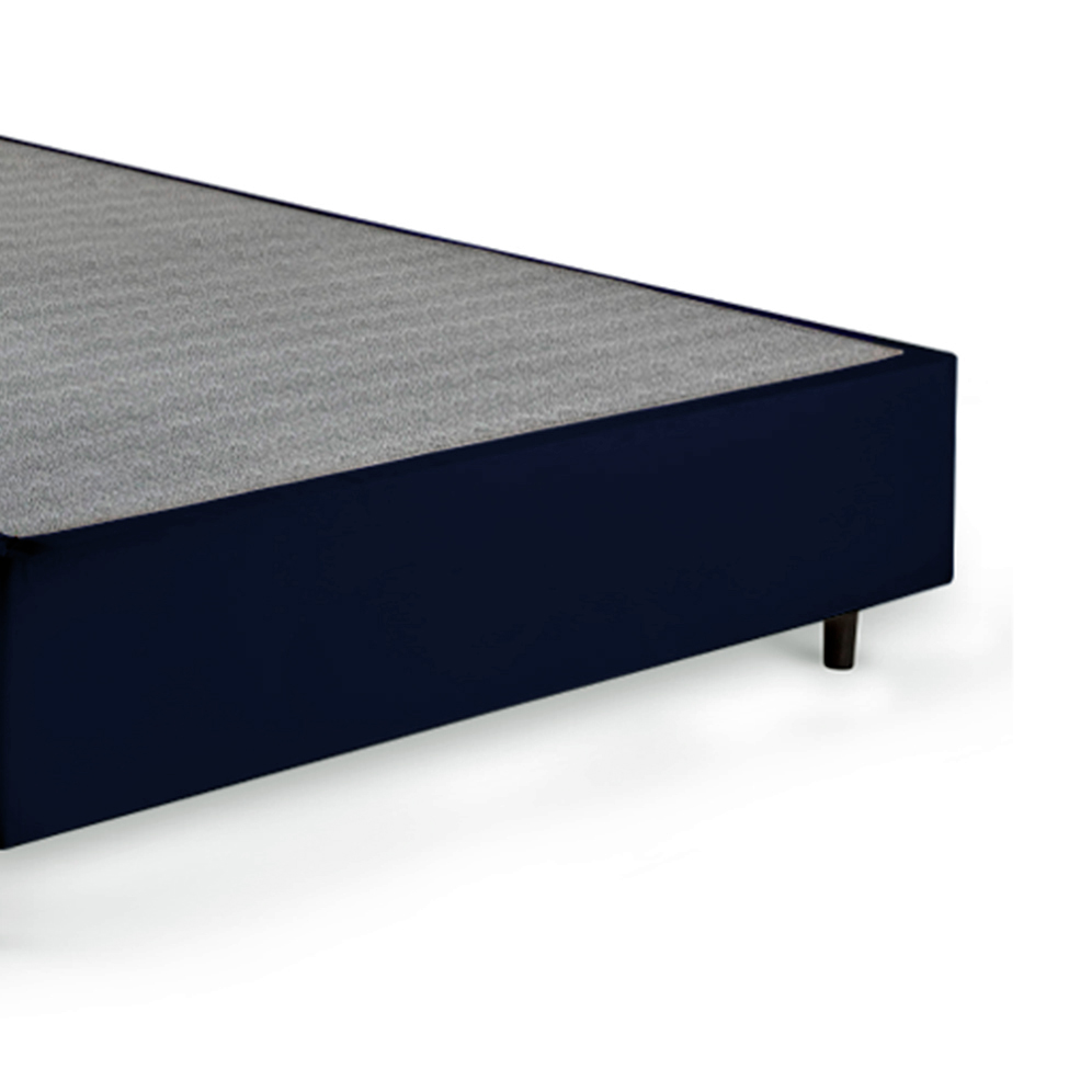Cama Box Queen com Colchão Mola Ensacada Guldi Macio Branco e Azul