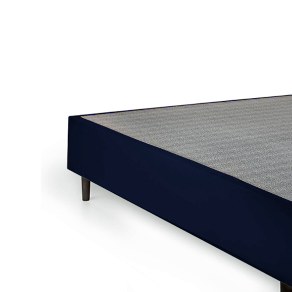 Cama Box Queen com Colchão Mola Ensacada Guldi Macio Branco e Azul