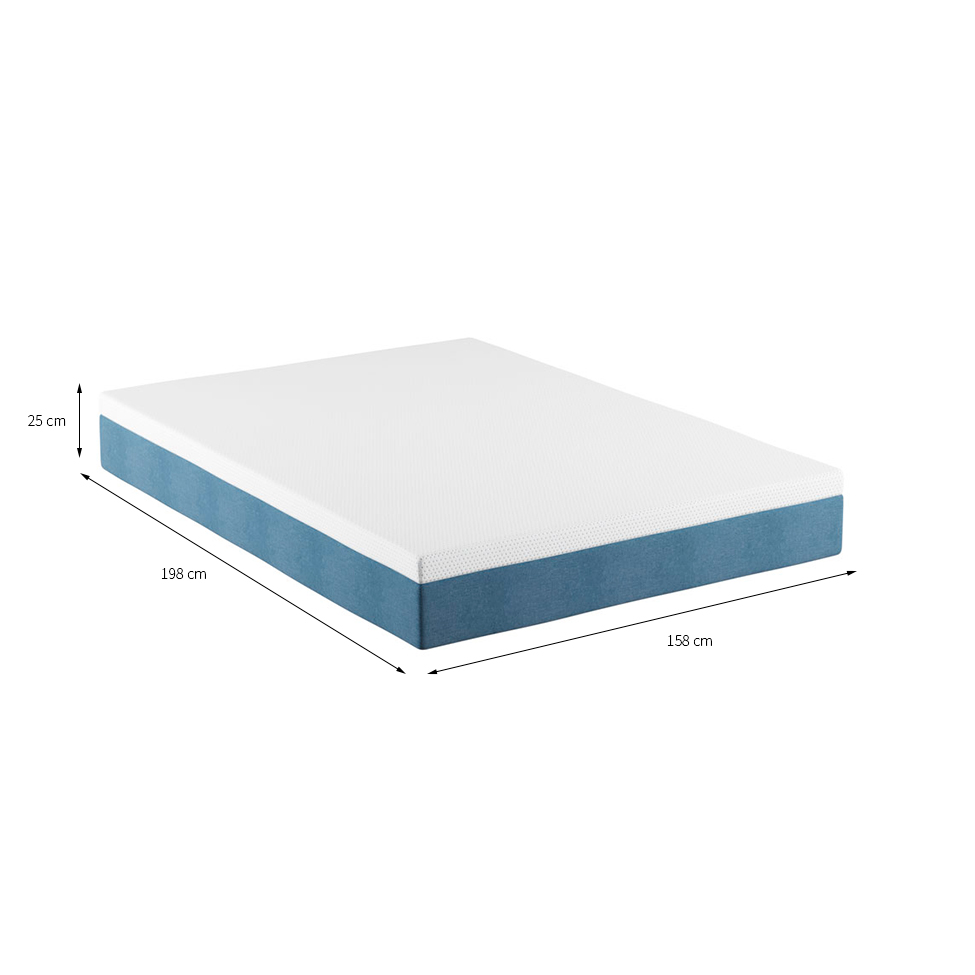 Cama Box Queen com Colchão Mola Ensacada Macio Guldi Natural e Azul