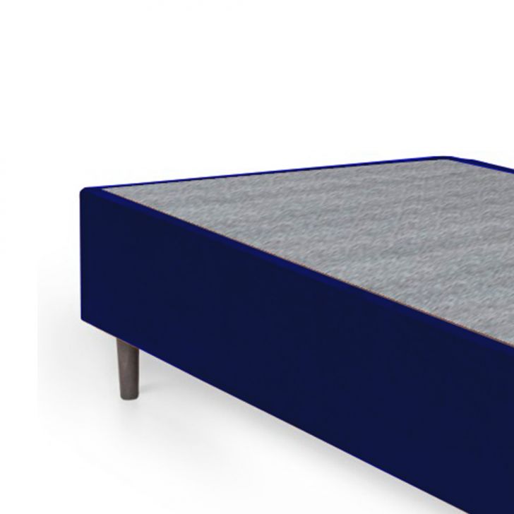 Cama Box Solteiro Azul com Colchão Guldi Dream Mola Ensacada (30x88x188) Cinza e Branco