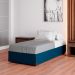 Cama Box Solteiro Joe Linho Azul Marinho com Colchão Guldi Mola Ensacada Original Firme (25x88x188) Azul e Branco