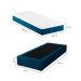 Cama Box Solteiro Joe Linho Azul Marinho com Colchão Guldi Mola Ensacada Original Firme (25x88x188) Azul e Branco