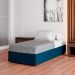 Cama Box Solteiro Joe Linho Azul Marinho com Colchão Guldi Mola Ensacada Original Macio (25x88x188) Azul e Branco