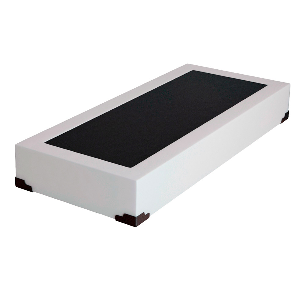 Cama Box Solteiro Joe Revestimento Sintético Branco com Colchão Guldi Massageador Quântico Molas Ensacadas (30x88x188) Branco e Bege