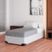 Cama Box Solteiro Joe Revestimento Sintético Branco com Colchão Guldi Mola Ensacada Original Macio (25x88x188) Azul e Branco