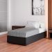 Cama Box Solteiro Joe Revestimento Sintético Preto com Colchão Guldi Massageador Quântico Molas Ensacadas (30x88x188) Branco e Bege