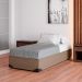 Cama Box Solteiro Joe Suede Bege com Colchão Guldi Dream Mola Ensacada (30x88x188) Cinza e Branco