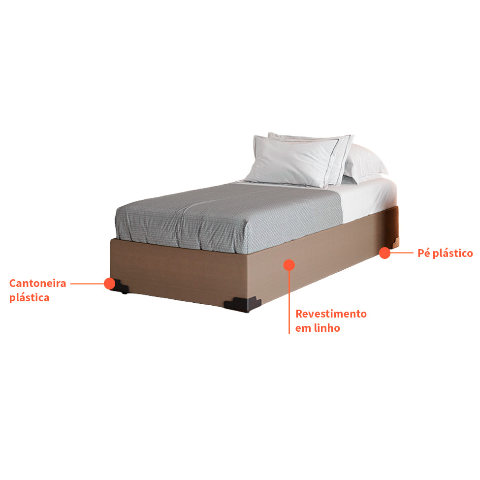 Cama Box Solteiro Joe Suede Bege com Colchão Guldi Dream Mola Ensacada (30x88x188) Cinza e Branco