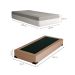 Cama Box Solteiro Joe Suede Bege com Colchão Guldi Dream Mola Ensacada (30x88x188) Cinza e Branco