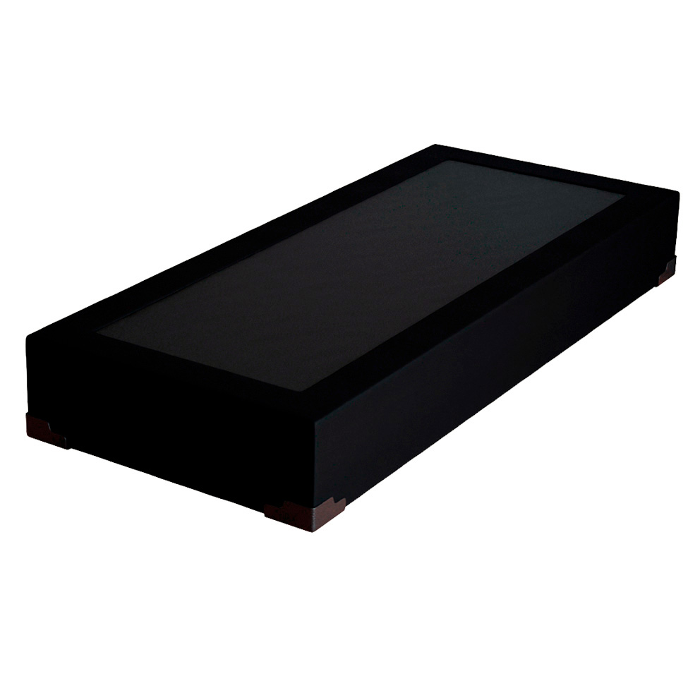 Cama Box Solteiro Joe Suede Preto com Colchão Guldi Massageador Quântico Molas Ensacadas (30x88x188) Branco e Bege