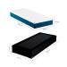 Cama Box Solteiro Joe Suede Preto com Colchão Guldi Mola Ensacada Original Firme (25x88x188) Azul e Branco