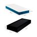 Cama Box Solteiro Joe Suede Preto com Colchão Guldi Mola Ensacada Original Macio (25x88x188) Azul e Branco