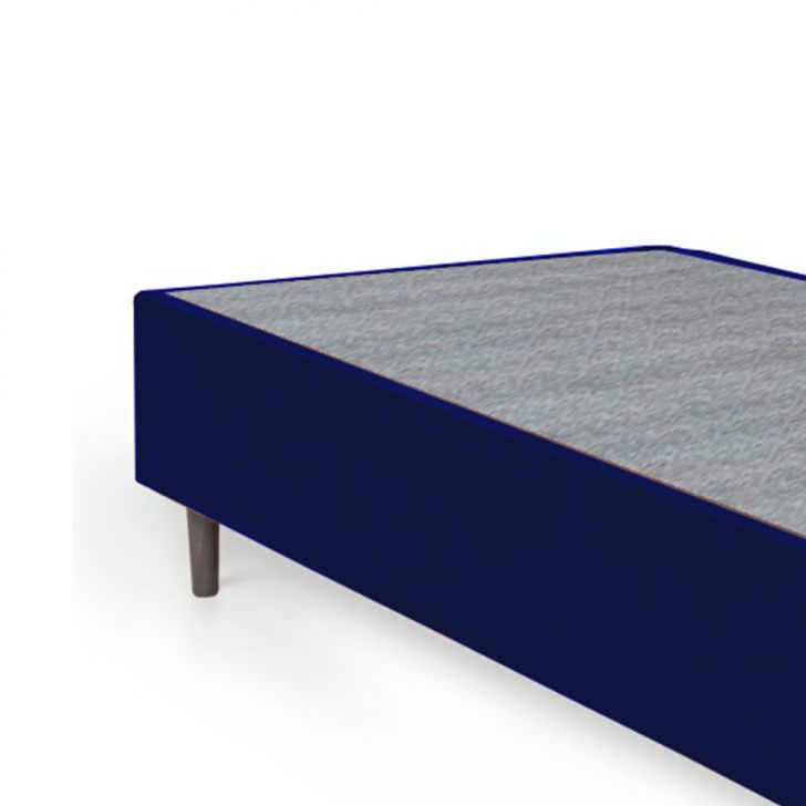 Cama Box Solteiro King Azul com Colchão Guldi Dream Mola Ensacada (30x96x203) Cinza e Branco