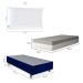 Cama Box Solteiro King Azul com Colchão Guldi Dream Mola Ensacada (30x96x203) e 1 Travesseiro Guldi Soft Nasa Cinza e Branco