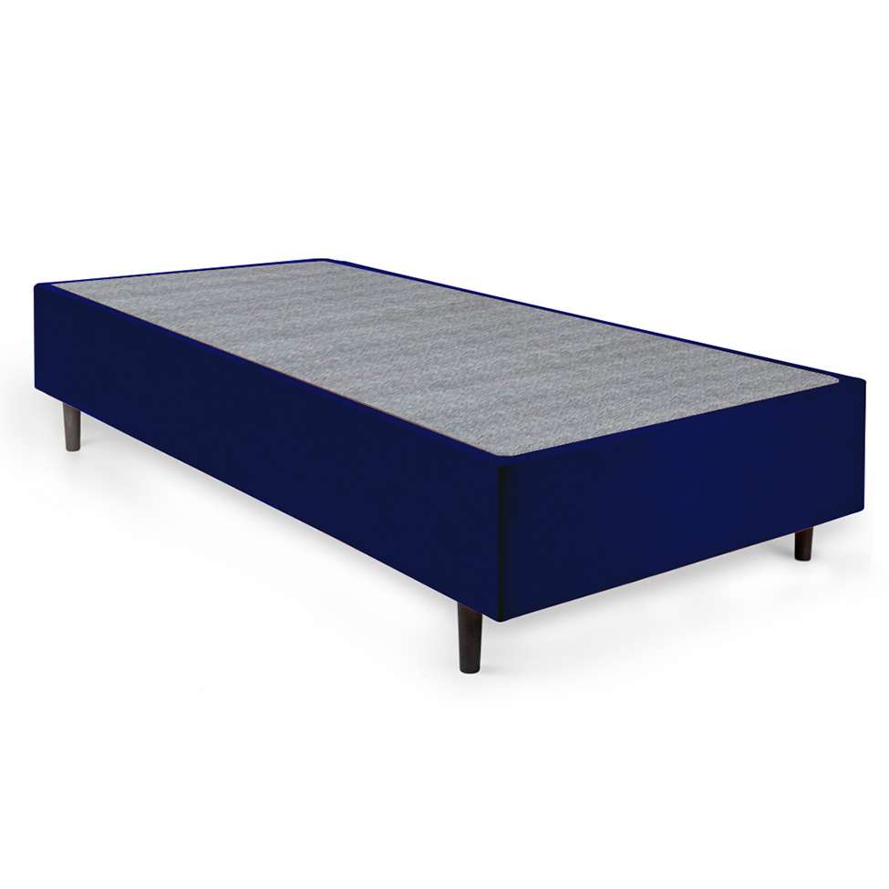 Cama Box Solteiro King com Colchão Guldi Duplo Plus D28 Branca e Azul