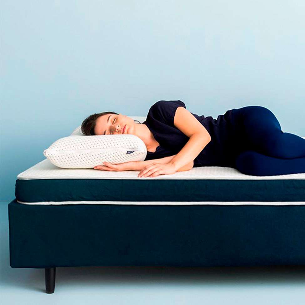 Cama Box Solteiro King com Colchão Guldi Duplo Plus D28 Branca e Azul