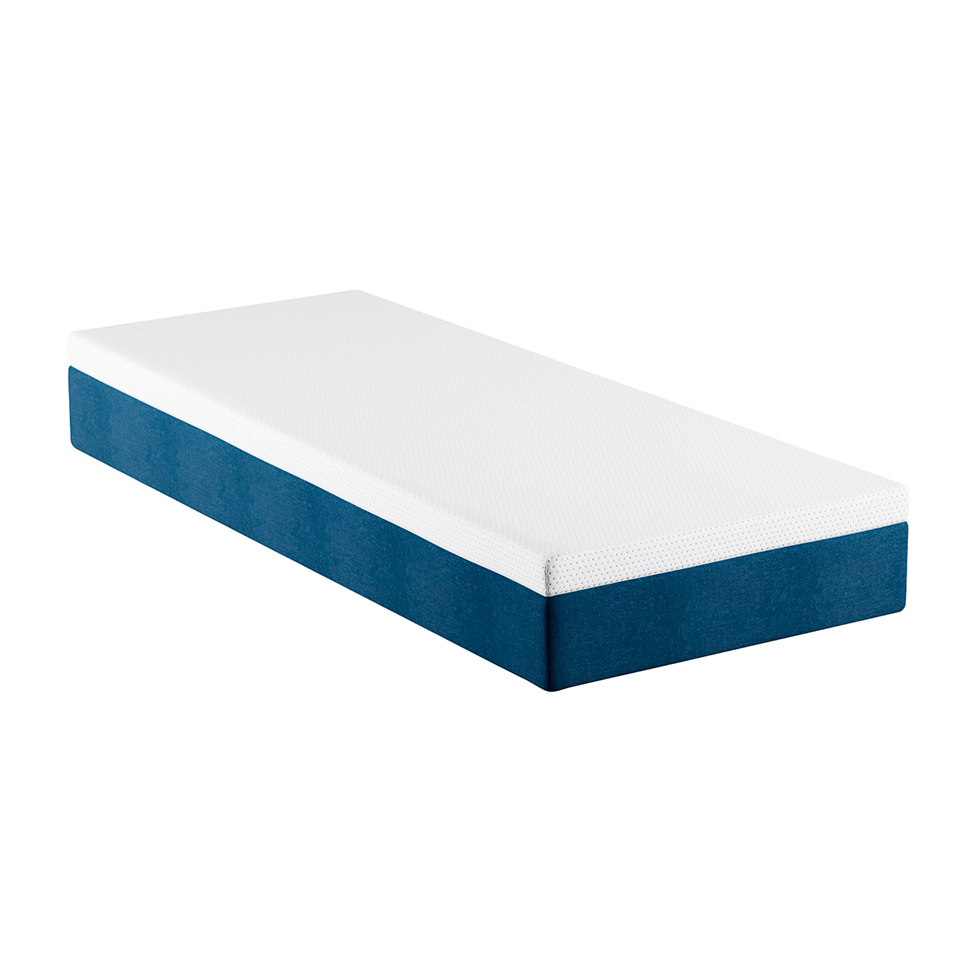 Cama Box Solteiro King com Colchão Mola Ensacada Firme Guldi Natural e Azul