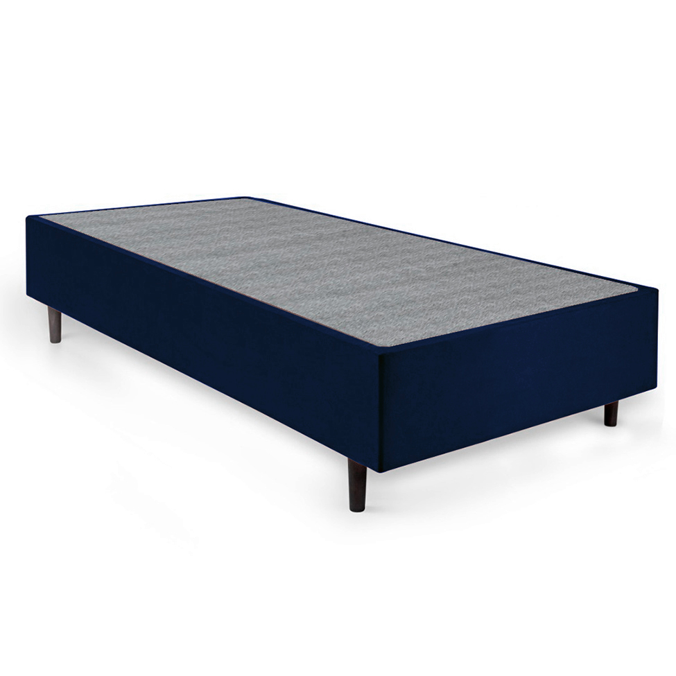 Cama Box Solteiro King com Colchão Mola Ensacada Guldi Firme I Branco e Azul