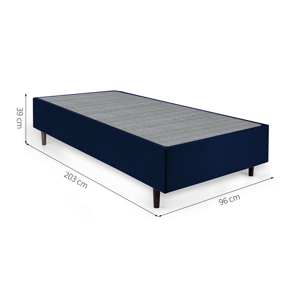Cama Box Solteiro King com Colchão Mola Ensacada Guldi Firme I Branco e Azul