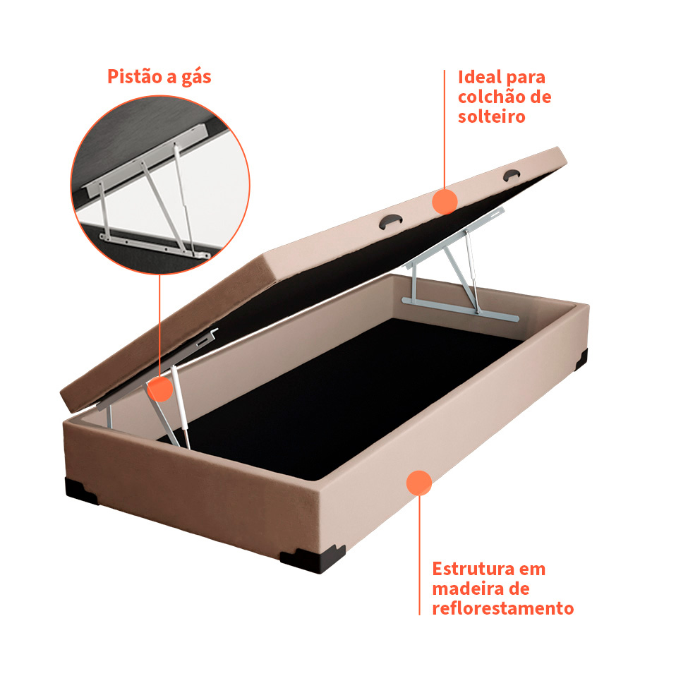 Cama Box Solteiro Martin Premium Linho Cru com Colchão Guldi Duplo Plus D28 (16x88x188) Branco e Azul