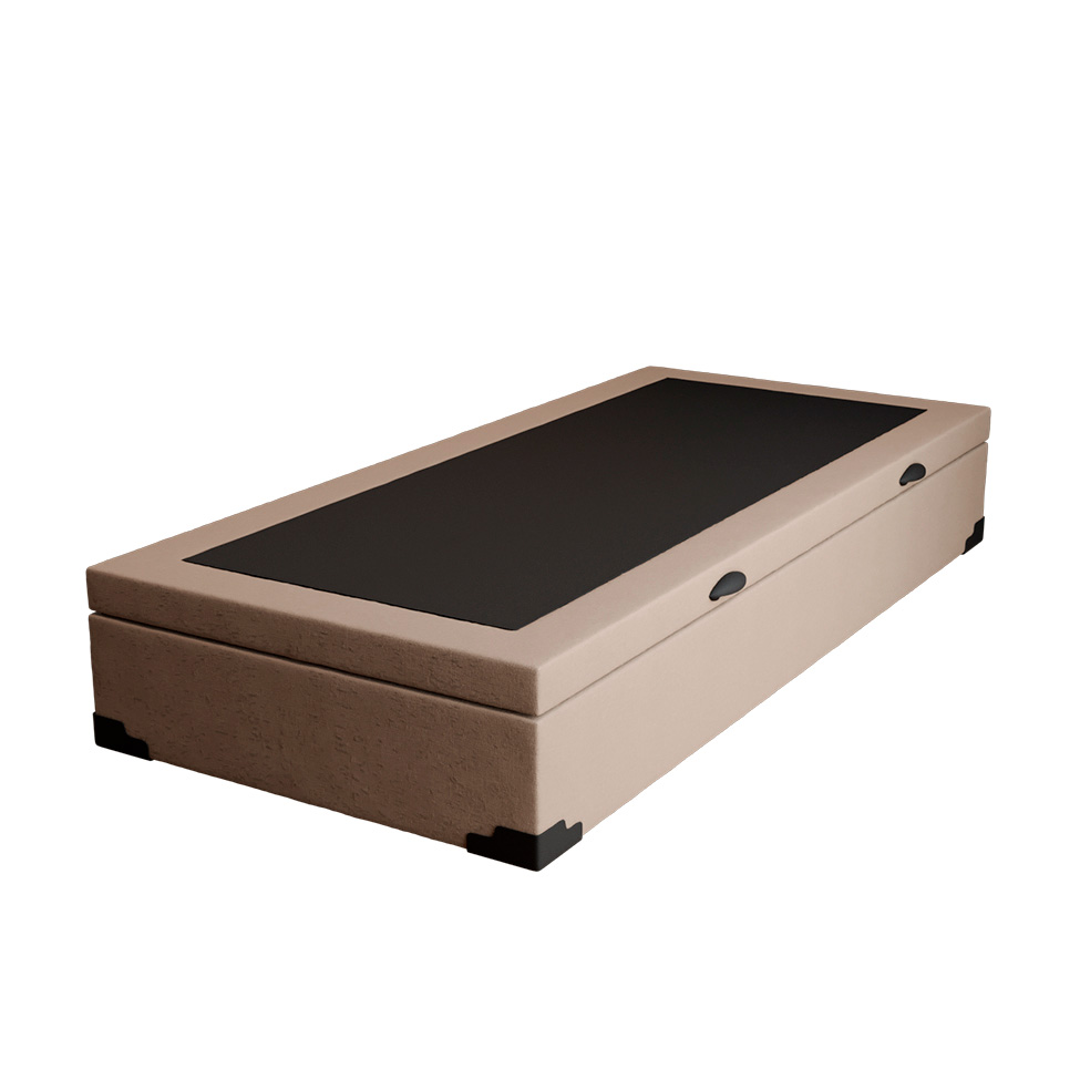 Cama Box Solteiro Martin Premium Linho Cru com Colchão Guldi Mola Ensacada Original Macio (25x88x188) Azul e Branco