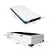 Cama Box Solteiro Martin Premium Revestimento Sintético Branco com Colchão Guldi Duplo Plus D28 (16x88x188) Branco e Azul