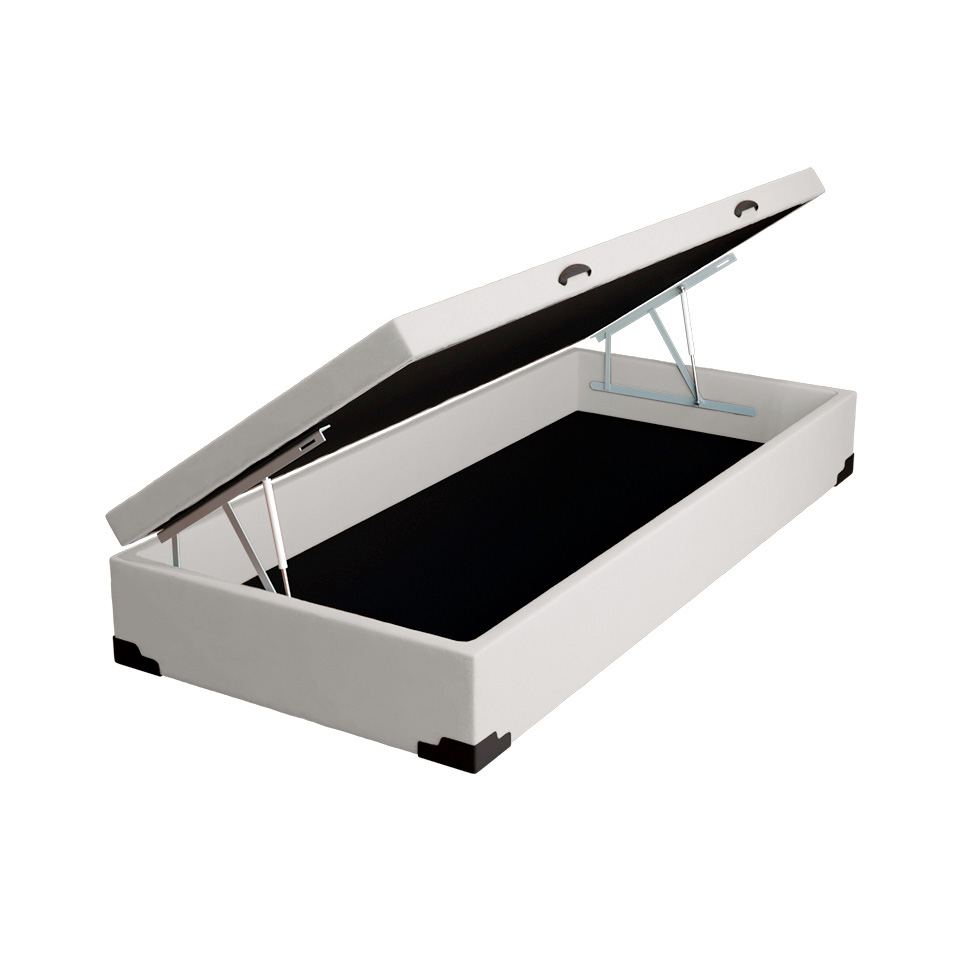 Cama Box Solteiro Martin Premium Revestimento Sintético Branco com Colchão Guldi Massageador Quântico Molas Ensacadas (30x88x188) Branco e Bege