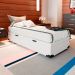 Cama Box Solteiro Martin Premium Revestimento Sintético Branco com Colchão Guldi Mola Ensacada Original Firme (25x88x188) Azul e Branco