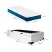 Cama Box Solteiro Martin Premium Revestimento Sintético Branco com Colchão Guldi Mola Ensacada Original Firme (25x88x188) Azul e Branco