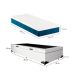 Cama Box Solteiro Martin Premium Revestimento Sintético Branco com Colchão Guldi Mola Ensacada Original Macio (25x88x188) Azul e Branco