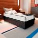 Cama Box Solteiro Martin Premium Revestimento Sintético Preto com Colchão Guldi Duplo Plus D28 (16x88x188) Branco e Azul