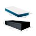 Cama Box Solteiro Martin Premium Revestimento Sintético Preto com Colchão Guldi Mola Ensacada Original Firme (25x88x188) Azul e Branco