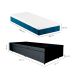 Cama Box Solteiro Martin Premium Revestimento Sintético Preto com Colchão Guldi Mola Ensacada Original Macio (25x88x188) Azul e Branco