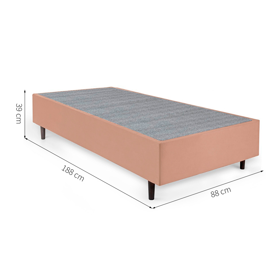 Cama Box Solteiro com Colchão Mola Ensacada Macio Guldi Natural e Azul