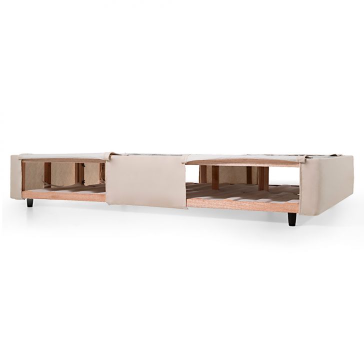 Cama Box Solteiro com Guarda Objetos Bege com Colchão Guldi Dream Mola Ensacada (30x88x188) e 1 Travesseiro Guldi Dream Branco e Azul