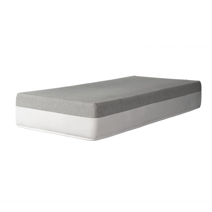 Cama Box Solteiro com Guarda Objetos Bege com Colchão Guldi Dream Mola Ensacada (30x88x188) e 1 Travesseiro Guldi Dream Branco e Azul