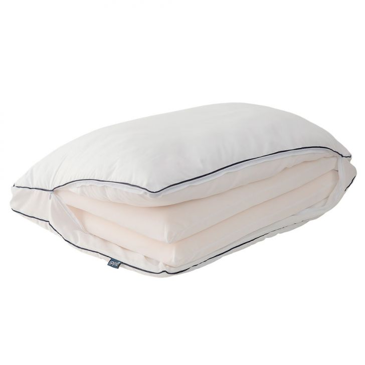 Cama Box Solteiro com Guarda Objetos Bege com Colchão Guldi Dream Mola Ensacada (30x88x188) e 1 Travesseiro Guldi Dream Branco e Azul