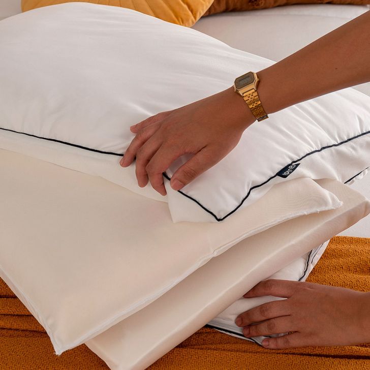 Cama Box Solteiro com Guarda Objetos Bege com Colchão Guldi Dream Mola Ensacada (30x88x188) e 1 Travesseiro Guldi Dream Branco e Azul
