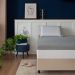 Cama Box Viúva Bege com Colchão Guldi Dream Mola Ensacada (30x128x188) e 2 Travesseiros Guldi Soft Nasa Cinza e Branco