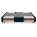 Cama Box Viúva Com Guarda Objetos Azul com Colchão Guldi Dream Mola Ensacada (30x128x188) e 2 Travesseiros Guldi Dream Branco e Azul
