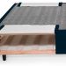 Cama Box Viúva com Guarda Objetos Azul com Colchão Guldi Dream Mola Ensacada (30x128x188) Cinza e Branco