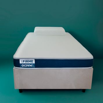 Cama Box com Colchão Viúva Guldi Duplo D28 e 1 Travesseiro Guldi Soft Nasa Branco e Bege