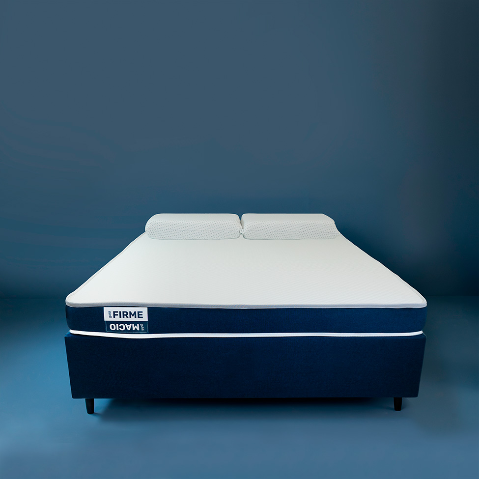 Cama Box com Colchão Viúva Guldi Duplo D28 e 2 Travesseiros Guldi Soft Nasa Branco e Azul